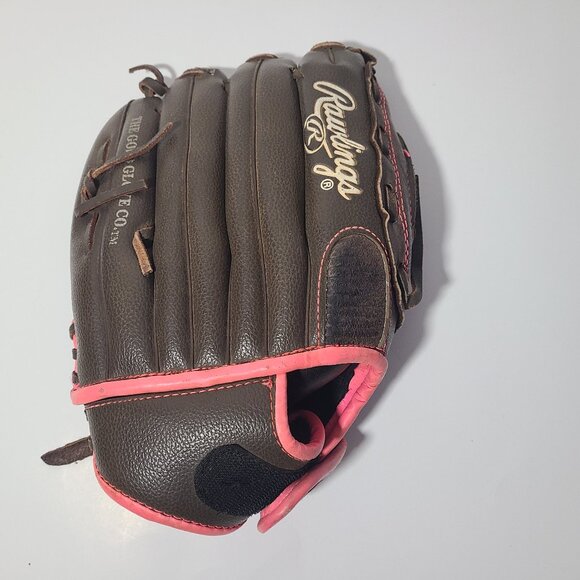 Rawlings WFP120 Fastpitch Basket Web Softball Glove 12" RHT Brown/Pink VGUC - Picture 2 of 4
